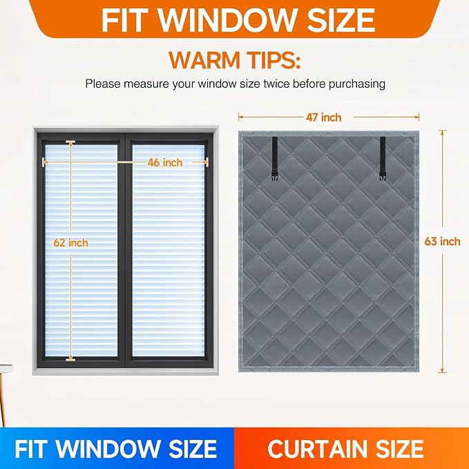 Winter Insulated Window Curtain 47"x63", Oxford Cloth Thermal Insulated Window - Image 2