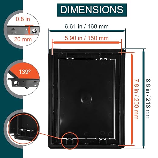 6" x 8" Black ABS Plastic Plumbing Access Panel - Image 2