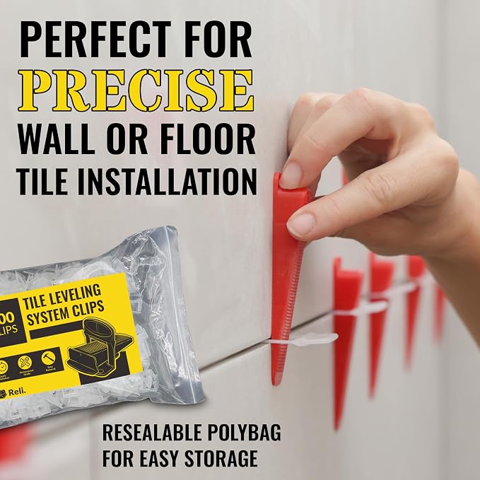 Reli. Tile Leveling System 1/8 Inch | Tile Spacers Clips | Wall & Floor | - Image 5