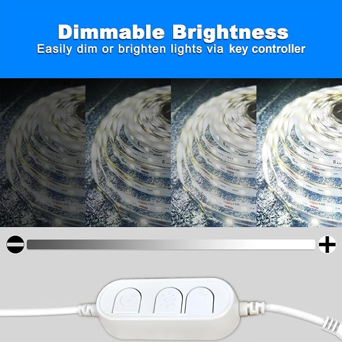 White LED Strip Lights, 25ft Dimmable 6500K Daylight, - Image 2