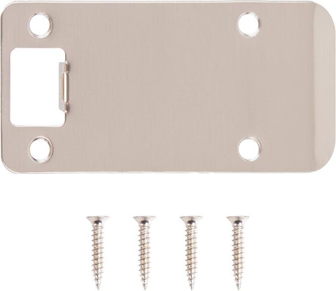 Round Corner Extended Lip Strike Plate, 2-1/4" x 4", Satin Nickel - Image 2