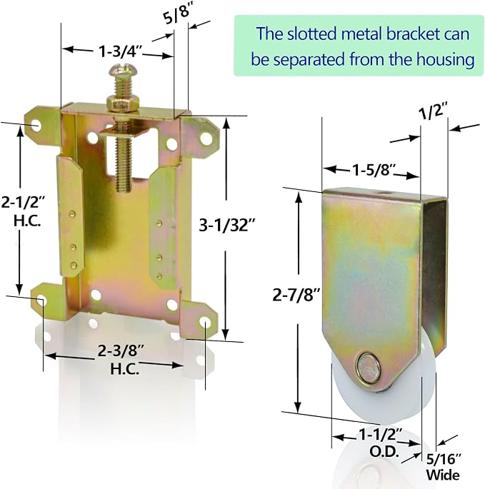 Sliding Mirror Closet Door Rollers Replacement Hardware Fits Contractors Part - Image 2
