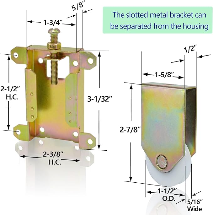 Sliding Mirror Closet Door Rollers Replacement Hardware Fits Contractors Part - Image 2