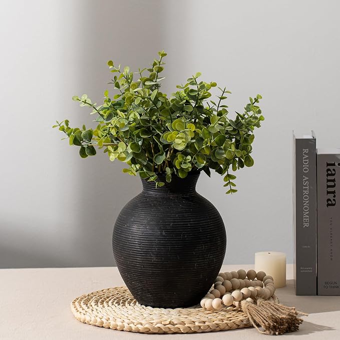 7.48 Inch Vintage Ceramic Flower Vase, Rustic Farmhouse Vase - Image 4