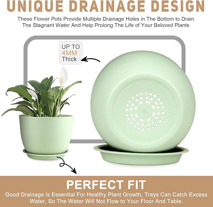 YNNICO Plant Pots 12/10/9 inch Set of 3, Flower Pots - Image 5