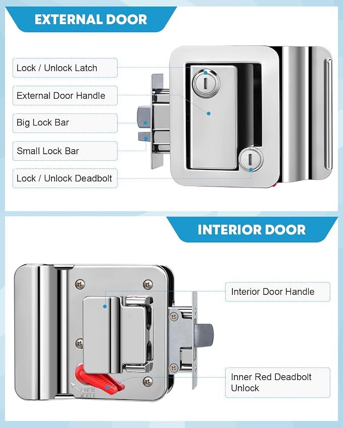 Kohree RV Trailer Camper Door Lock, RV Door Locks Replacement - Image 7