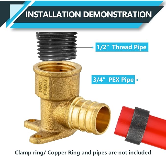 20Pack Seelink PEX Fittings, 3/4" PEX x 1/2" Female NPT Drop Ear Elbow | PEX - Image 4