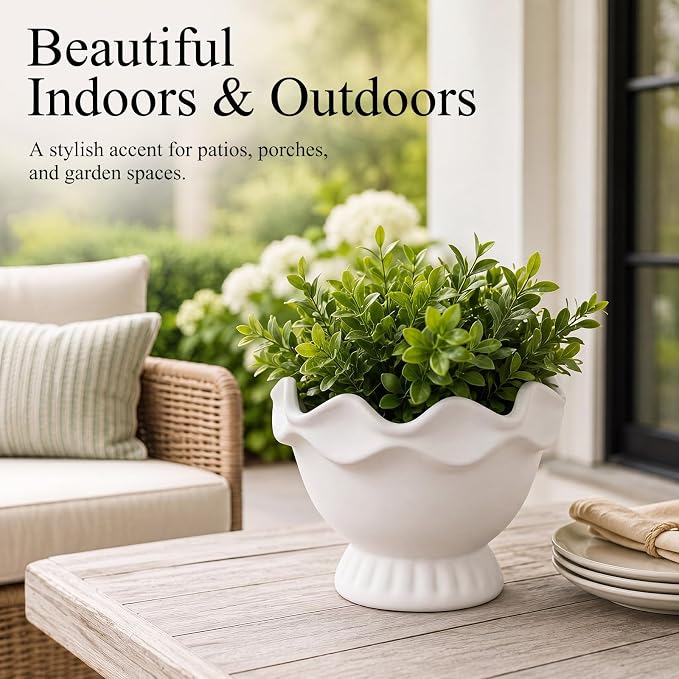 1 Pack White Ceramic Plant Pots Small Rustic, Novel | Decorative Flower Planter - Image 5