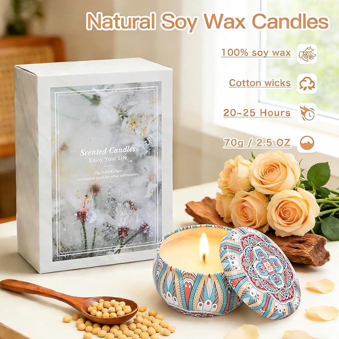 Scented Candles Gift Set, 12 Pack Soy Wax Aromatherapy Candles | 12 Scents - Image 2