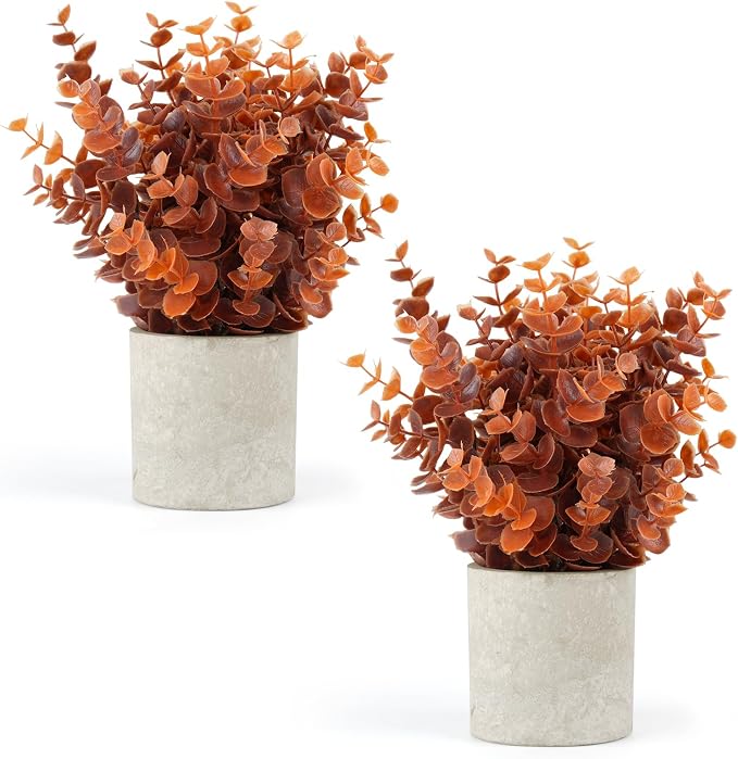 Velener 2 PCS Small Fake Eucalyptus Plant Artificial Potted Plants Indoor by Velener