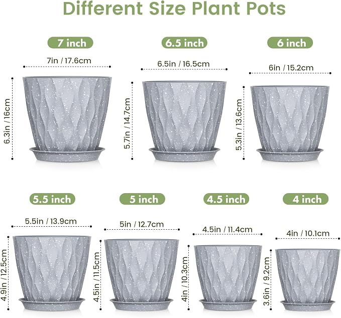 Meowell 7/6.5/6/5.5/5/4.5/4 inch Plant Pots - Image 2