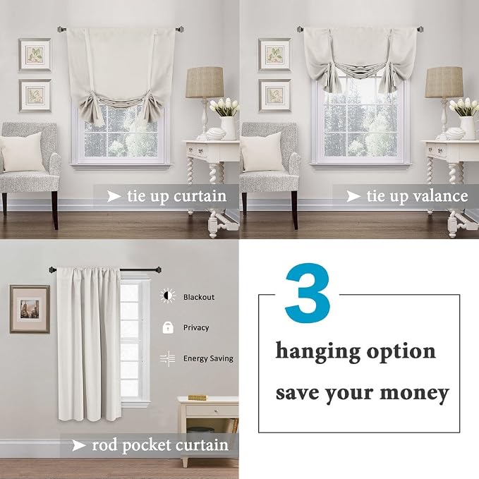 H.VERSAILTEX Blackout Room Darkening Curtain Balloon Curtains & Tie-up Curtains - Image 4