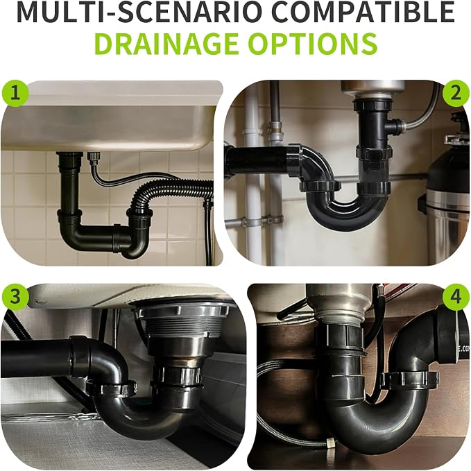 Lesso 1-1/2 Inch DWV ABS Undersink P Trap - Image 5