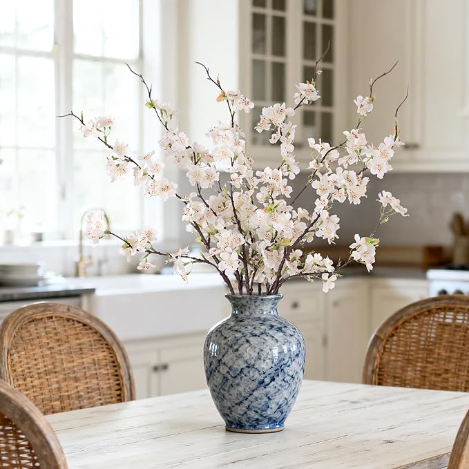 INXUGAO Artificial Cherry Blossom Branches Decor 6 PCS Fake Flowers Indoor | - Image 6
