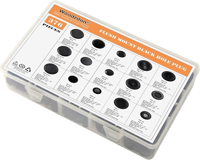 376pcs Flush Mount Black Plastic Hole Plug Assortment - Image 4