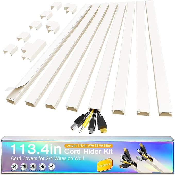 Cord Hider Kit, 113.4in Cord Covers by Wuitaouy