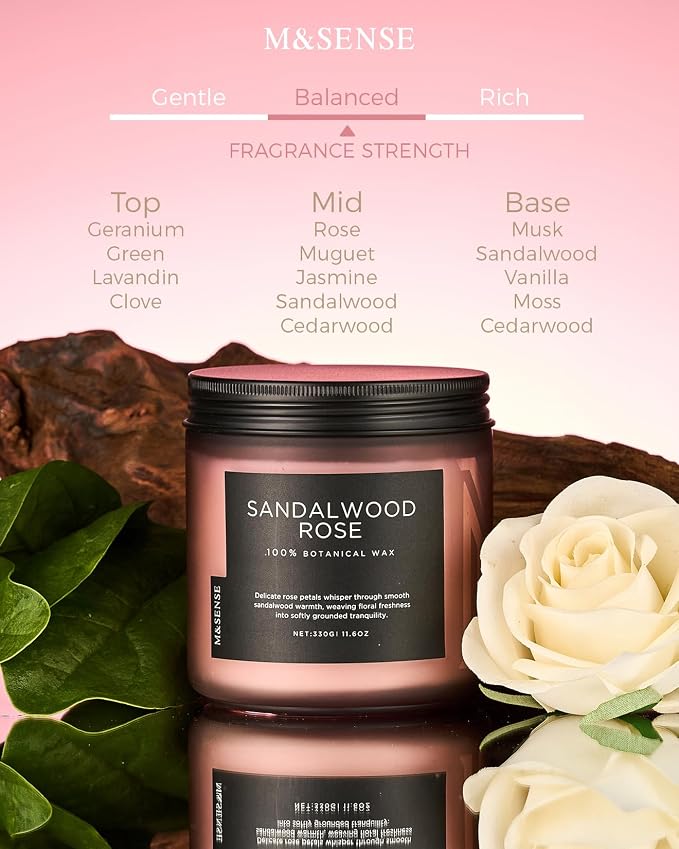 M&SENSE Sandalwood Rose Scented Candles - Image 2