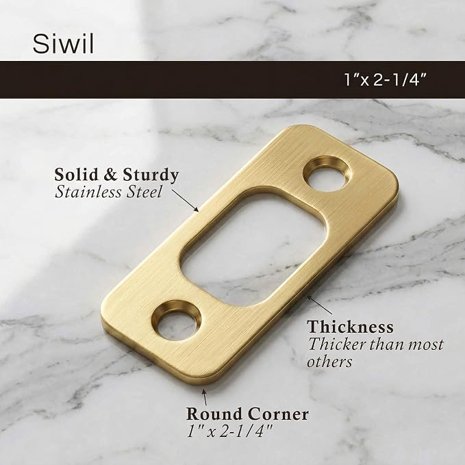 Round Corner Deadbolt Strike Plate, Stainless Steel – 2 Pack - Image 5