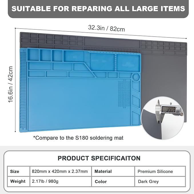 Extra Large Soldering Mat, 32.3’’x16.6’’ Large Silicone Solder Mat, 932℉ Heat - Image 5