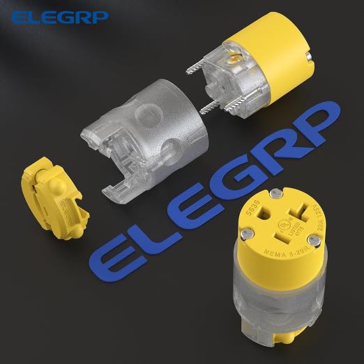 ELEGRP Lighted Straight Blade Electrical Plug and Connector Set 20 Amp 125 Volt - Image 8