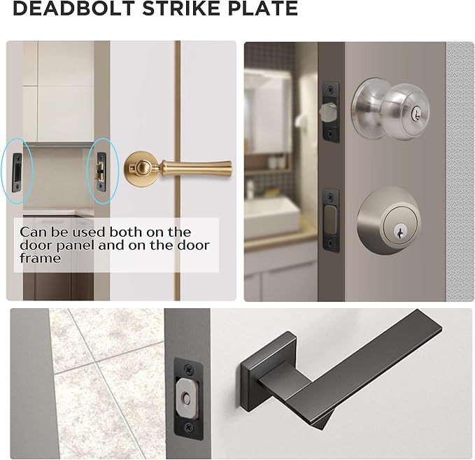 1 Pk Upgrade Large Hole Deadbolt Restorer Strike Plates, Stainless Steel Round - Image 7
