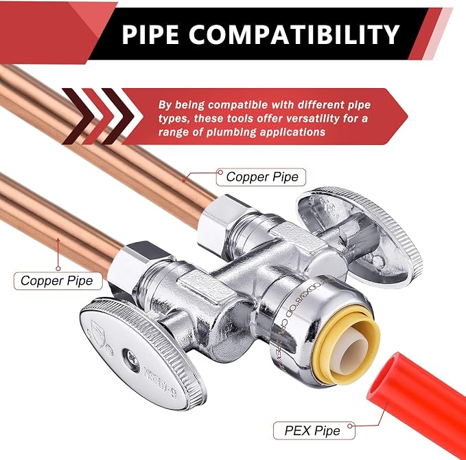20PC EFIELD Push Fit 1/2" x Dual 3/8" OD Compression Straight Stop Valve | 1/4 - Image 4
