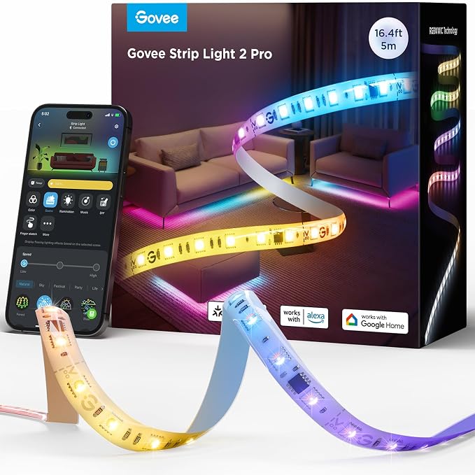 Govee RGBWWIC LED Strip Light 2 Pro 16.4ft, Smart Control, WiFi | Work by Unknown