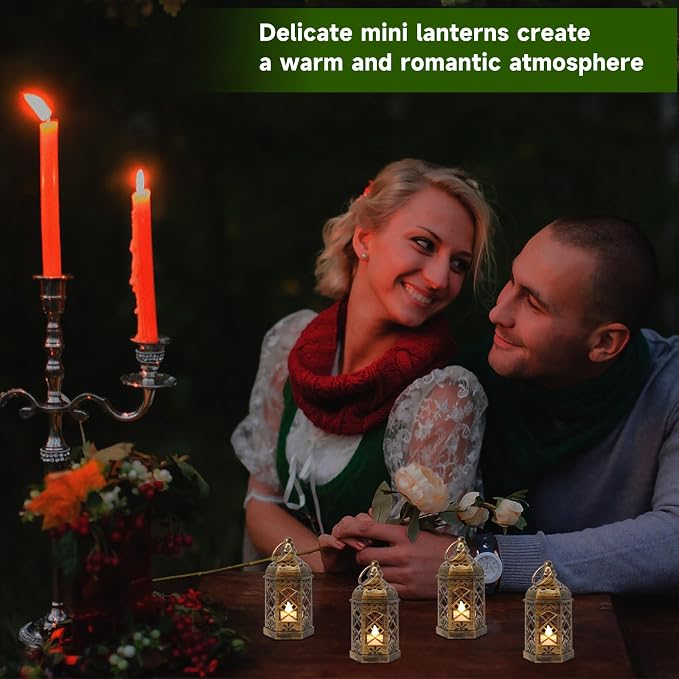 LLQ Mini Lantern with LED Candle, Vintage Moroccan Lights - Image 4