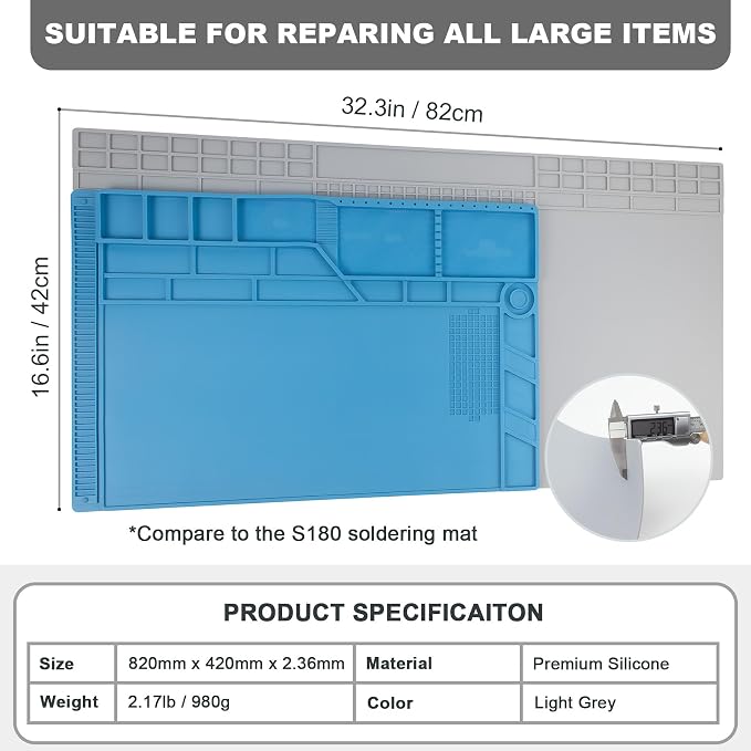 Extra Large Soldering Mat, 32.3’’x16.6’’ Large Silicone Solder Mat, 932℉ Heat - Image 5