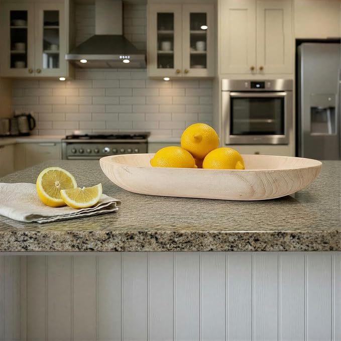 Large Whitewashed Decorative Wood Bowl - Image 4