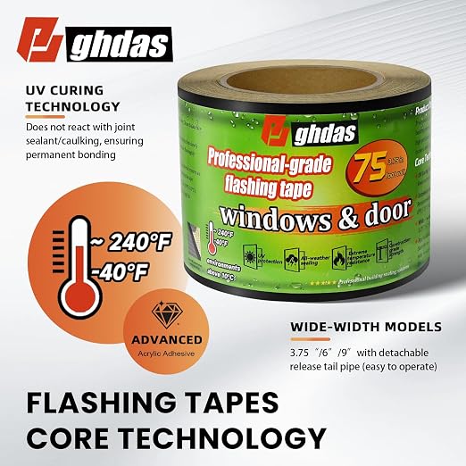 Bghdas 2 Pack Flashing Tape for Windows & Doors, 3.75" x 75' | Industrial - Image 2
