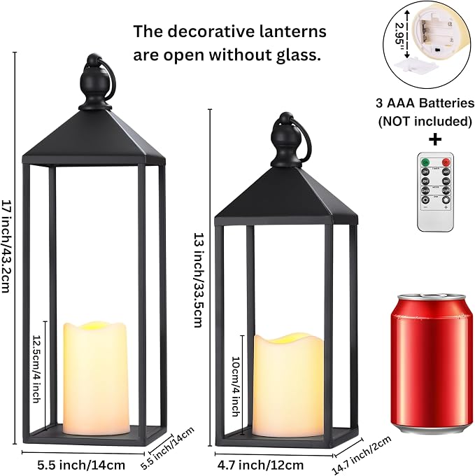Perfnique Decorative Lanterns for Indoor & Outdoor, Farmhouse Modern Decor for - Image 3