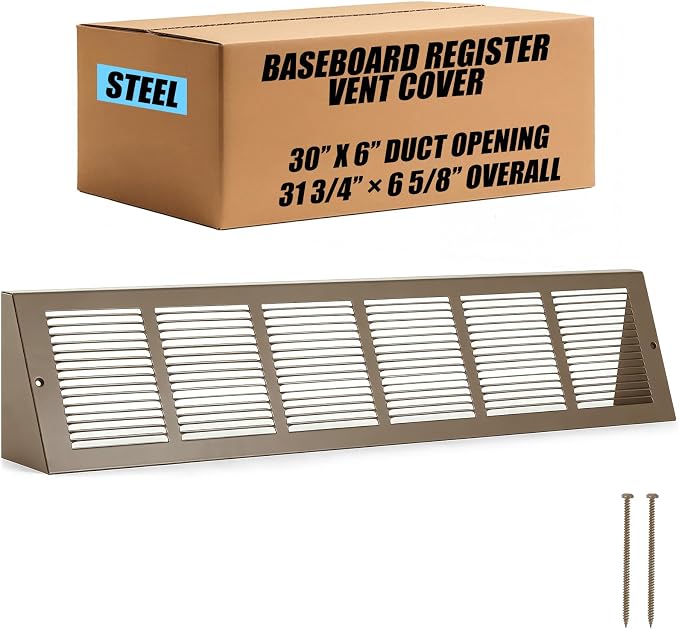 Honeydak 1 Pack Baseboard Register Vent Covers 30" x 6" Duct Opening by Honeydak