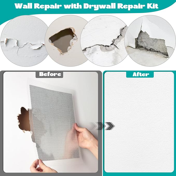 3Pcs Drywall Repair Kit Large Hole, 12 x 12in Self-Adhesive Drywall Patch | - Image 4