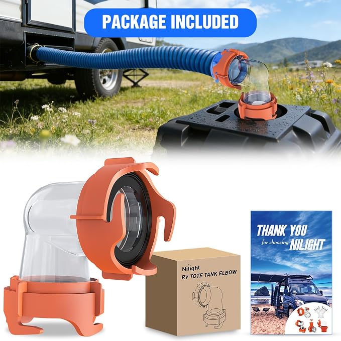 Nilight 90 Degree RV Tote Tank Adapter, Leak-Proof Double Odor-Tight Sealing - Image 7