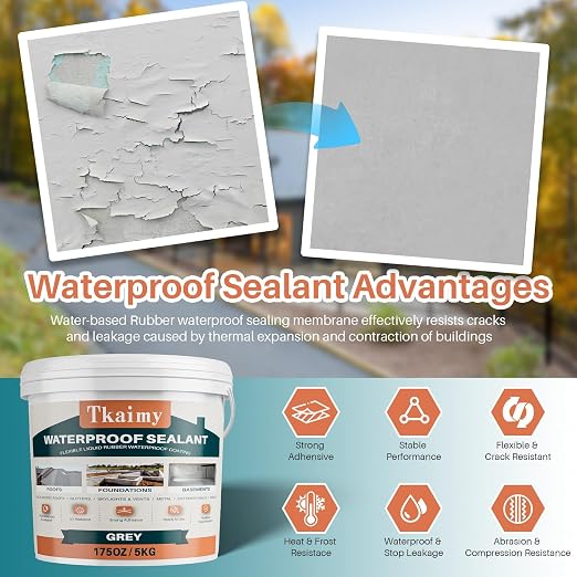 Tkaimy Polyurethane Waterproof Coating, Fix Leaks & Cracks | Multi Surface - Image 2