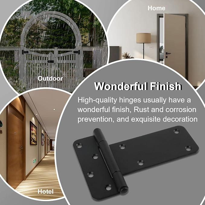2 Pack 6" Door Hinges, 280 Lbs Capacity Heavy Duty Gate Hinges | T-Strap Shed - Image 6
