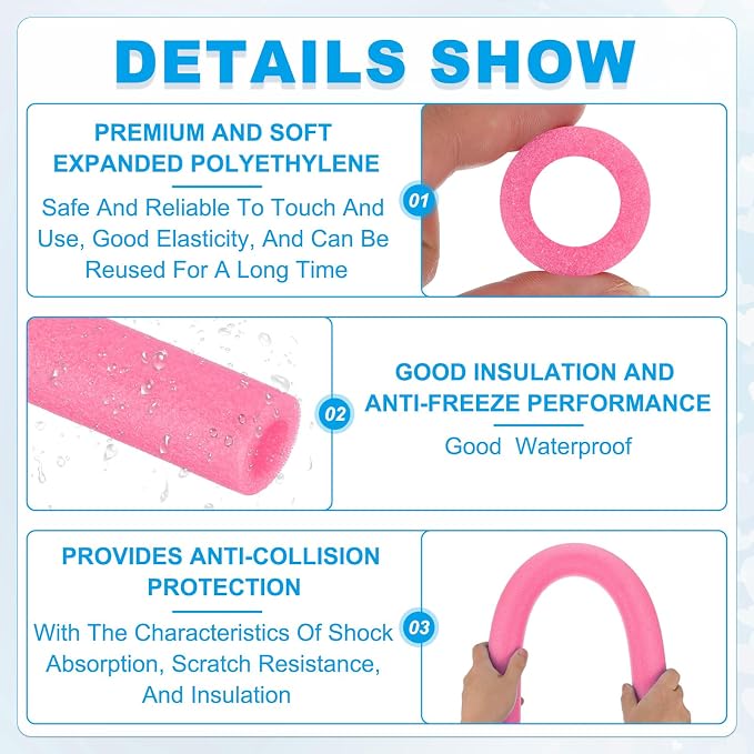 PATIKIL Pipe Insulation Foam Tube Foam Pipe Tubing Covers Rose Red 2Pcs | - Image 3