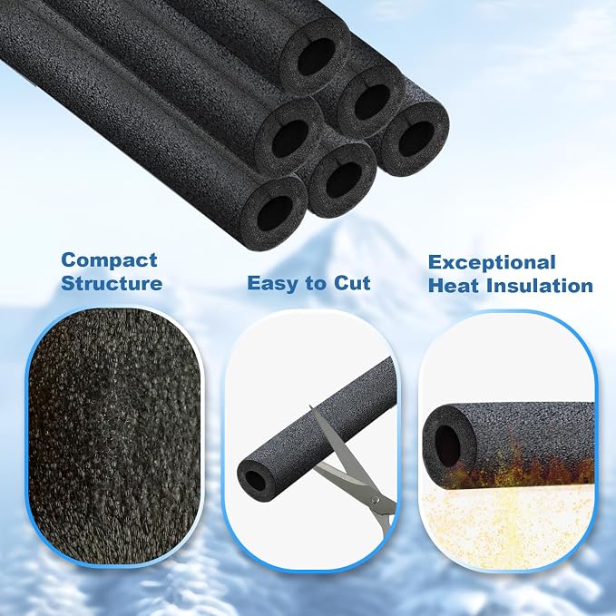 Foam Pipe Insulation Covers, Helps Prevent Freezing and Reduce Heat Loss in - Image 3