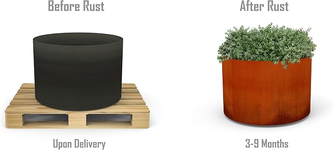 Corten Steel Garden Planter Round Heavy Duty Metal | Made in USA | Fully - Image 6