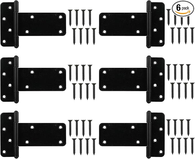 5 in T-Strap Shed Door Hinges 260 Lbs Capacity, 6 Pack Heavy Duty Gate Hinge | by DurabilityandElegance