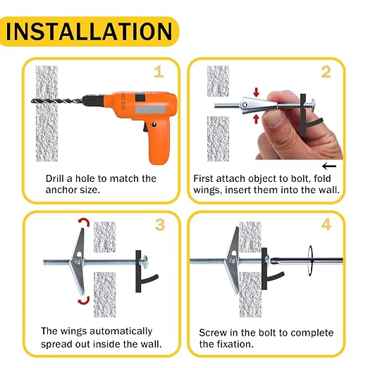 Toggle Bolts for Drywall 30 Sets, 3 Sizes Hollow Wall Anchors Kit - Image 5