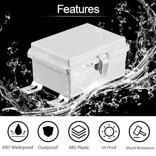 Electrical Box, IP67 Waterproof Hinged Cover Stainless Steel Latch Junction Box - Image 3