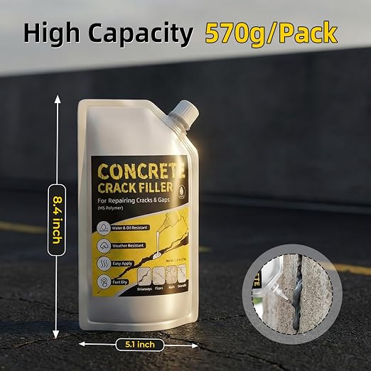 TQRR Pack of 4 Self Leveling Concrete Crack Filler, Cement Crack Repair | - Image 7