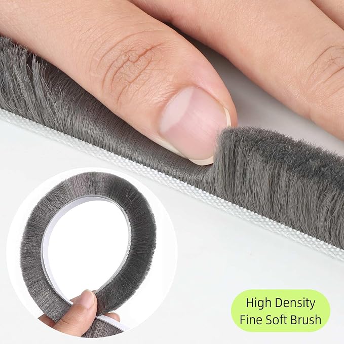 Felt Pile Weather Stripping for Doors, Self Adhesive Draft Blocker, Dust - Image 3
