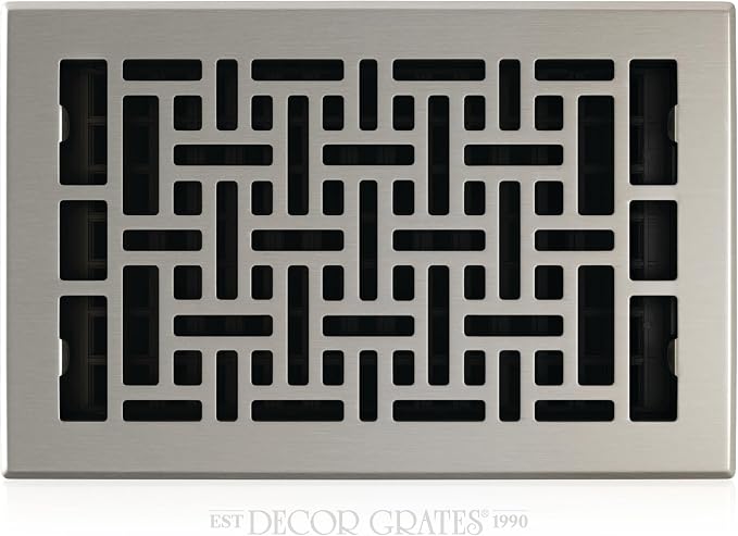 Decor Grates AJH610-NKL Oriental Floor Register, 6-Inch by 10-Inch, Brushed by DecorGrates
