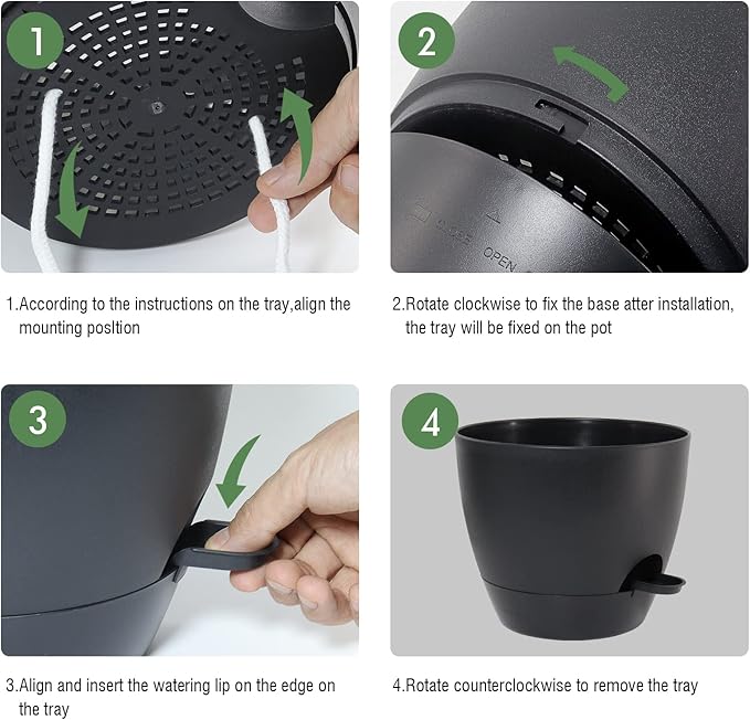 UOUZ 12 inch Large Self Watering Pots, Plastic Planters - Image 4