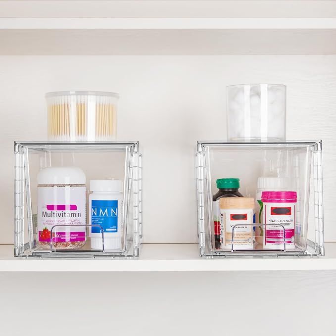 Vtopmart 2 Pack Large Stackable Storage Drawers, Bathroom Closet Undersink - Image 6