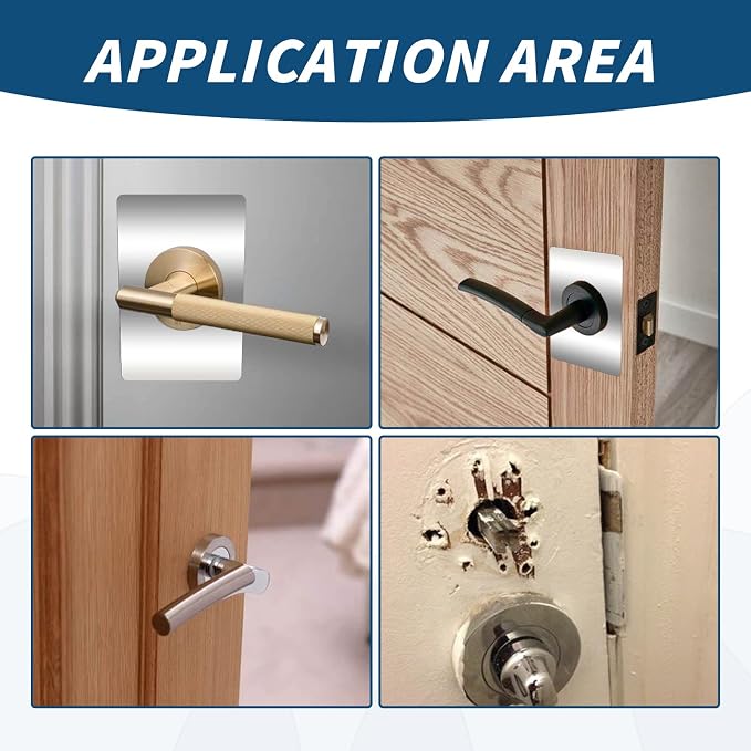 4 Pcs Stainless Steel Door Reinforcement Plate, Adhesive Door Knob Hole Cover - Image 4