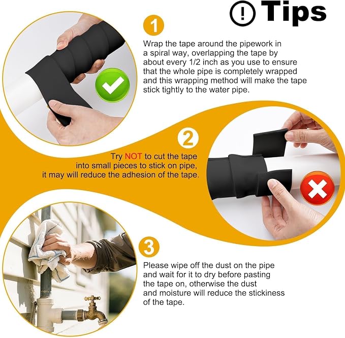 DEMEDO Pipe Insulation Tape, Pipe Wrap Insulation Foam Tape Self Adhesive - Image 2